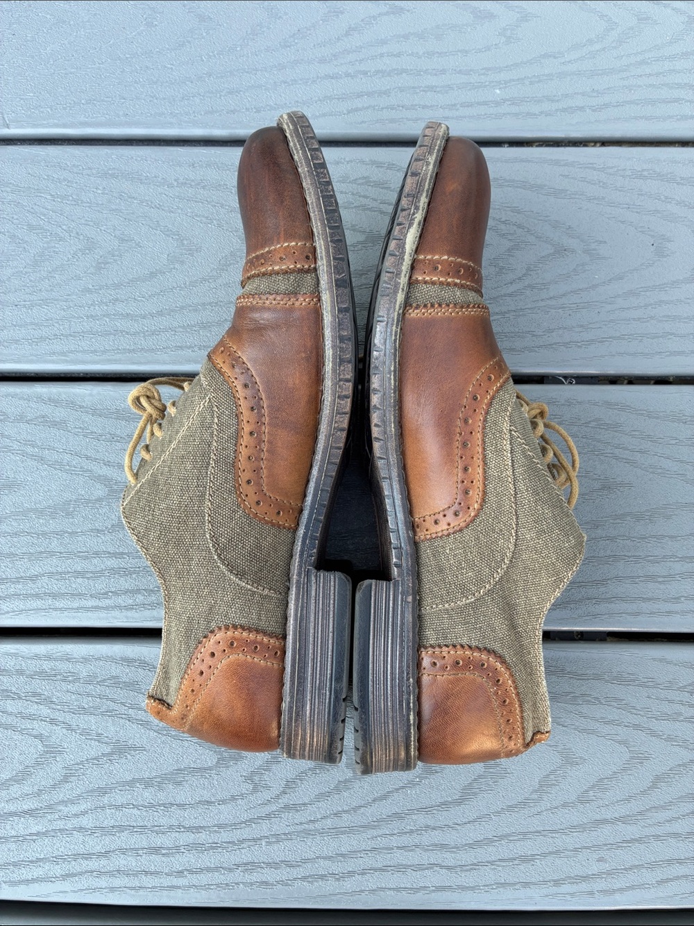 Steve Madden Camrin Wingtip Oxford Shoes Leather Canvas Upper Brown Size 10 - Picture 8 of 12